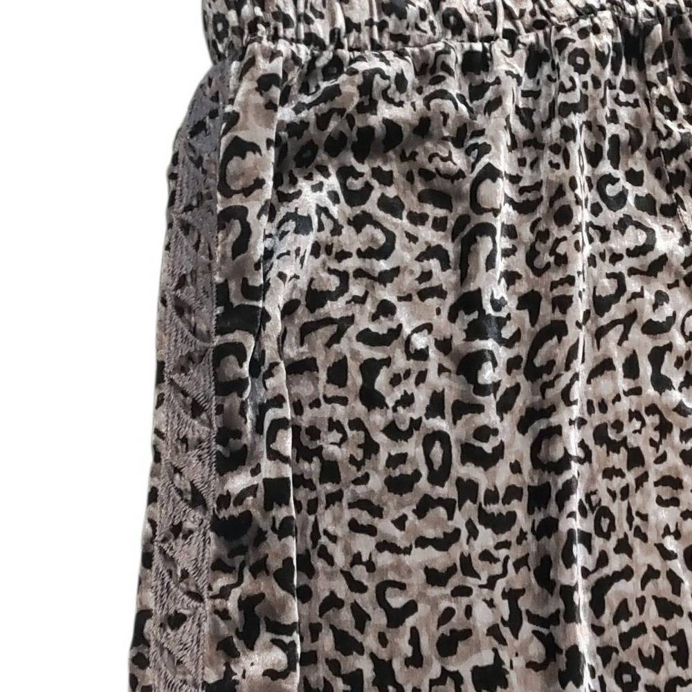 JW Los Angeles Johnny Was Gray Leopard Velvet Silk Blend Jogger Pants Boho Large - Picture 6 of 9